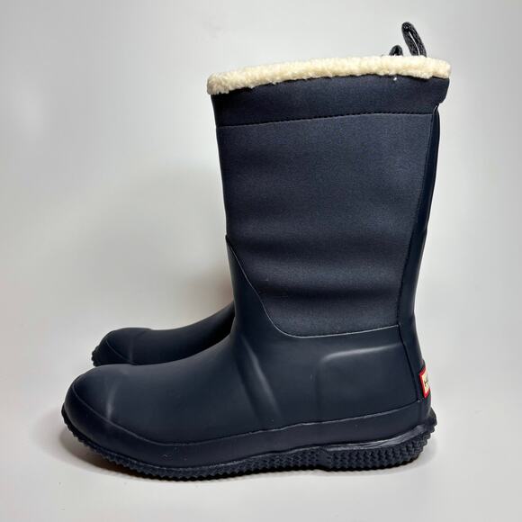 Hunter Women's Original Insulated Roll Top Sherpa Boots in Navy/White Willow - Picture 6 of 10